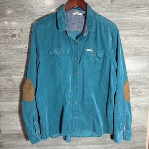 Field And Stream Shirt Women's 3XL Curduroy Collared Elbow Patch Shirt